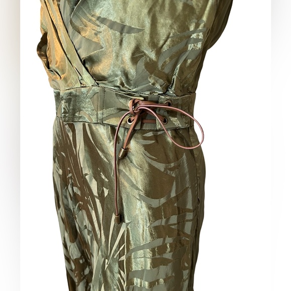 Ralph Lauren Size 6  NWT Olive Green Palm Leaf  Sleeveless Midi Dress (0431) - Picture 6 of 13